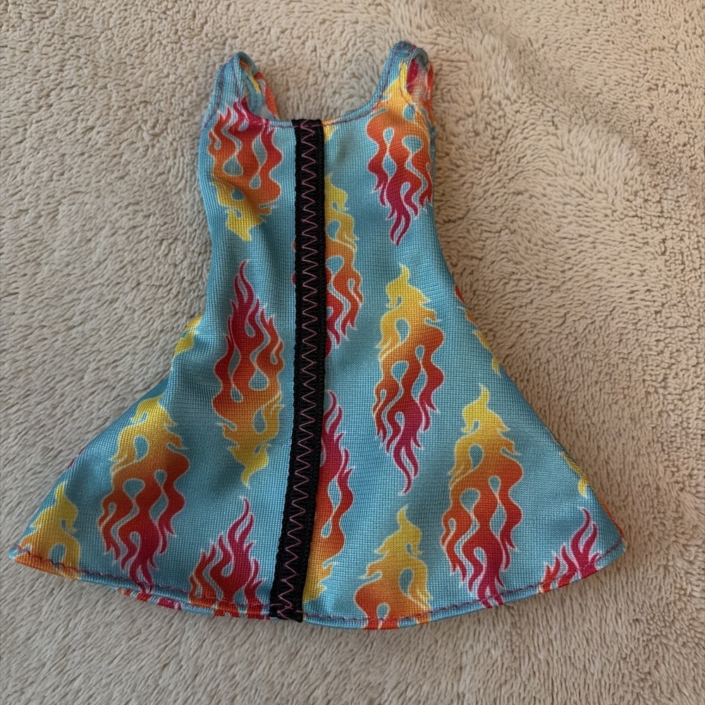 Barbie Doll Clothes Blue With Flame Graphics Tank Top Dress Outfit B11